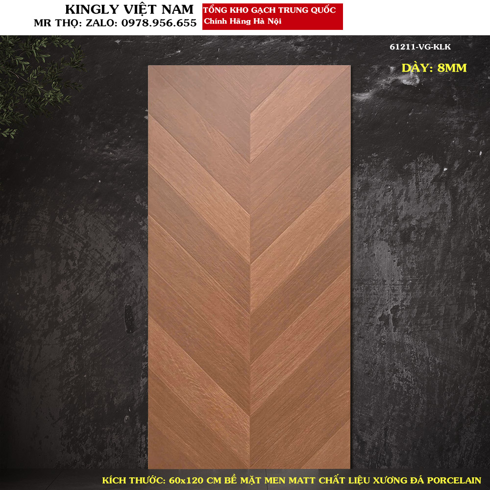 Gạch giả gỗ  xương cá Trung Quốc 60x120 cm 61211VG